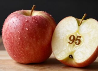 Una manzana mediana contiene aproximadamente 95 calorías