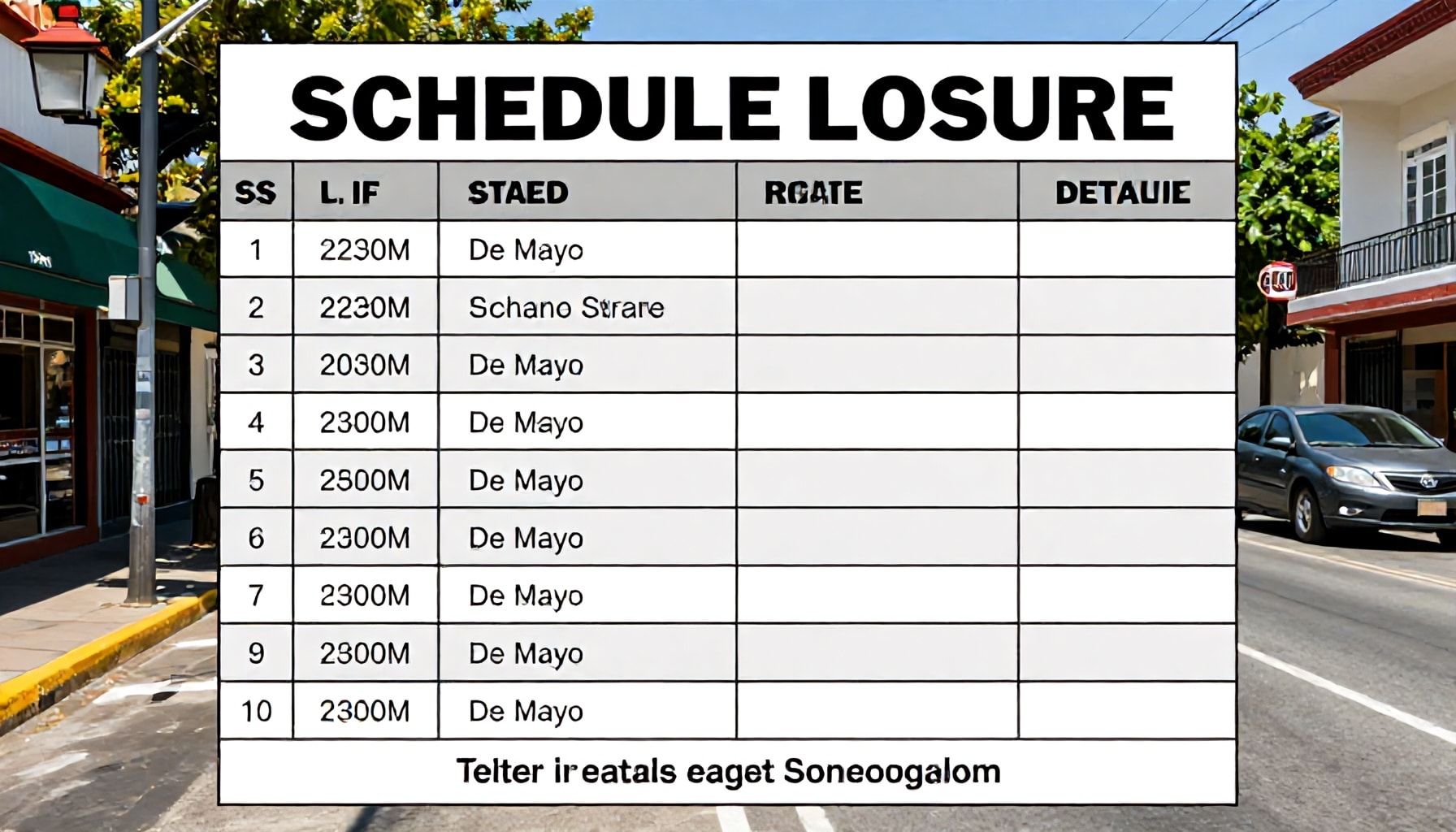 Detalles del cierre parcial programado