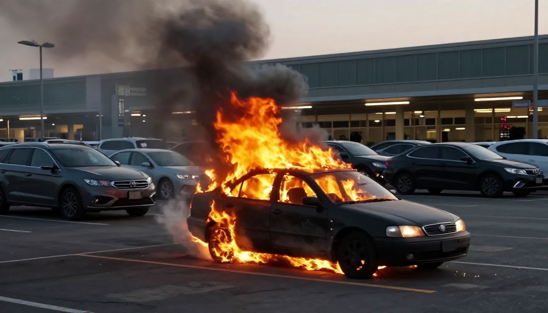Incendio en estacionamiento Terminal 1