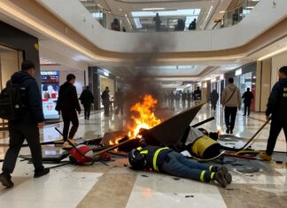 Incendio en plaza comercial deja tres heridos y daños materiales
