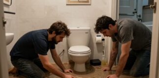 Vecinos de la calle 123 se unen para destapar un baño inundado por siete años.