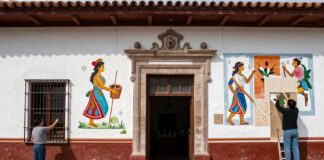 Ministerio de Cultura restaura 50 murales en la comunidad mezcalera de San Baltazar Chila