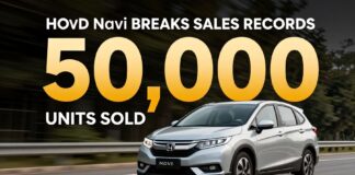 Honda Navi alcanza un récord de ventas con más de 50,000 unidades vendidas.