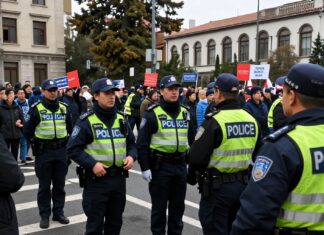 Manifestantes se enfrentan a la policía en la Plaza de la República por decimosexto día consecutivo