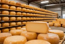 La fábrica de queso amarillo de Wisconsin produce 2,5 millones de libras al año.