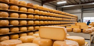 La fábrica de queso amarillo de Wisconsin produce 2,5 millones de libras al año.