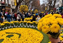 Cientos de personas recorren las calles para disfrutar de 50.000 flores amarillas en Floralia
