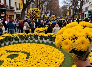 Cientos de personas recorren las calles para disfrutar de 50.000 flores amarillas en Floralia