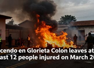Incendio en Glorieta Colon deja al menos 12 personas heridas el 20 de marzo.
