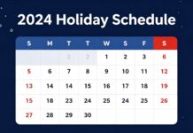 La Administración Federal de Aviación anuncia la Tabla de Vacaciones 2024 con 10 días festivos.