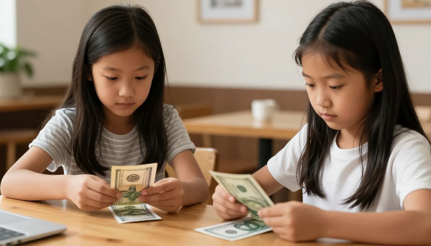 Niña de 8 años recorta billetes por valor de 45.000 dólares en un banco local. 1 Una niña de 8 años con una habilidad singular