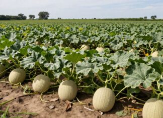 Seis hectáreas de melones chinos cultivados en la región de Tucumán, Argentina